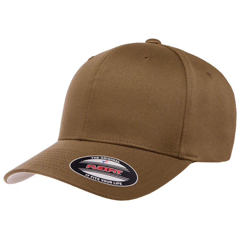 Flexfit Men's Wooly Combed Twill Fitted Baseball Cap, Coyote Brown, Small-Medium - Image 1